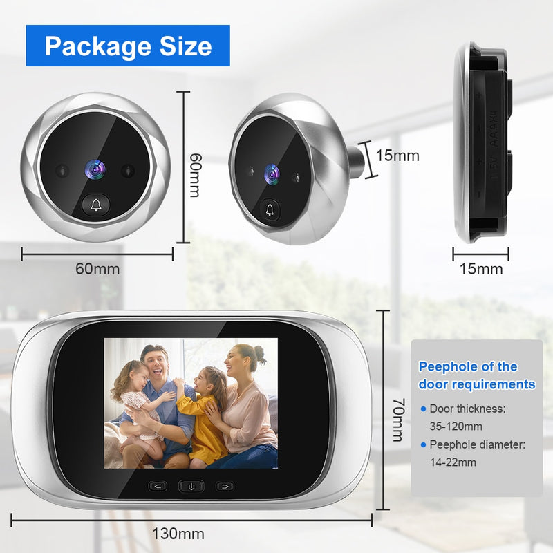 Wsdcam 2.8 inch LCD Digital Peephole Doorbell 90 Degree Door Eye Door Viewer Camera Night Vision Photo Door Ring Monitor